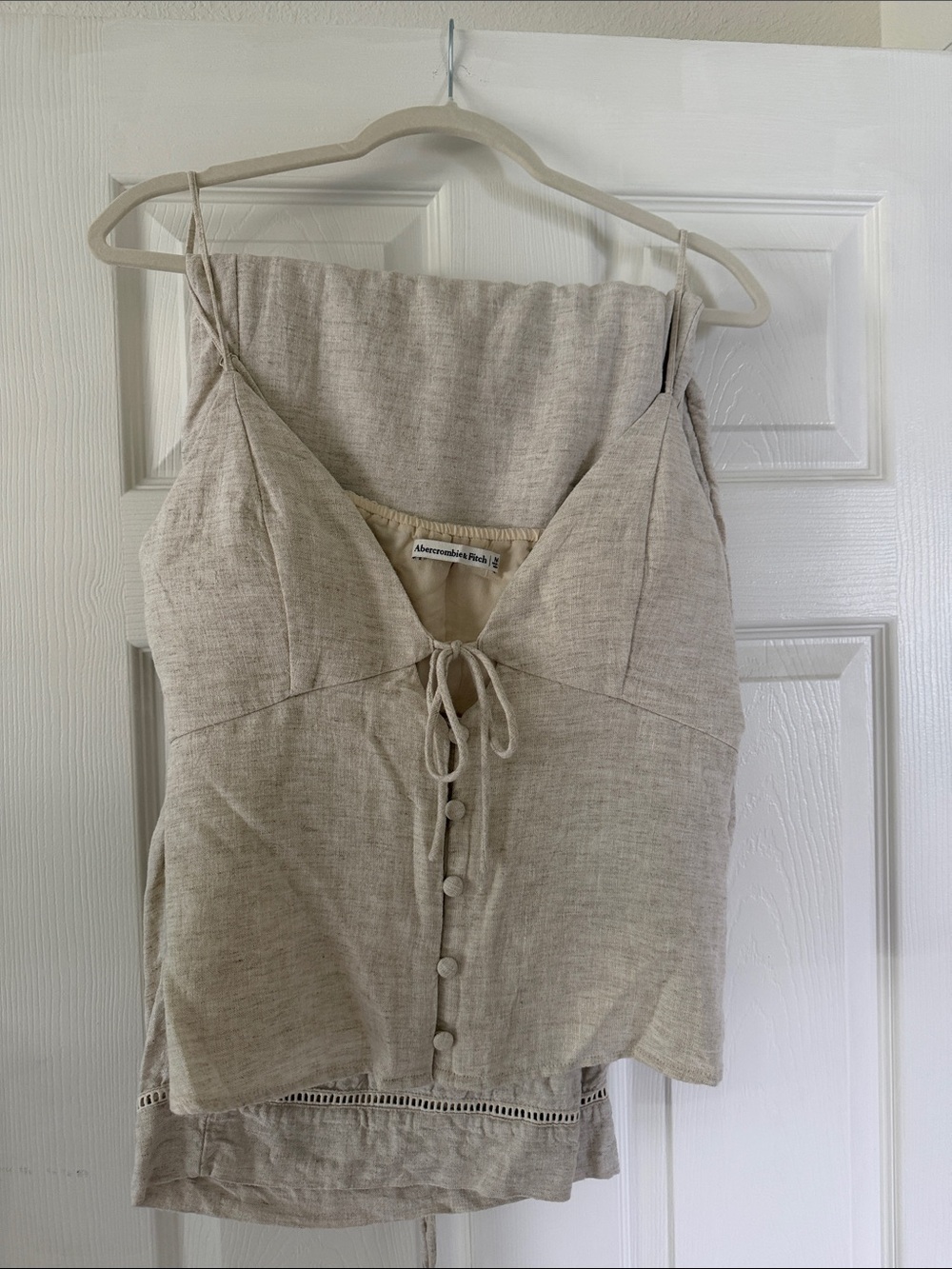 Abercrombie & Fitch Natural Beige Linen-Blend set medium Tall